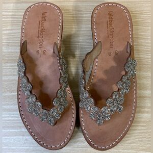 Laidback London Handmade Wedge Sandals
Beaded Flower Leather Platform Sandals